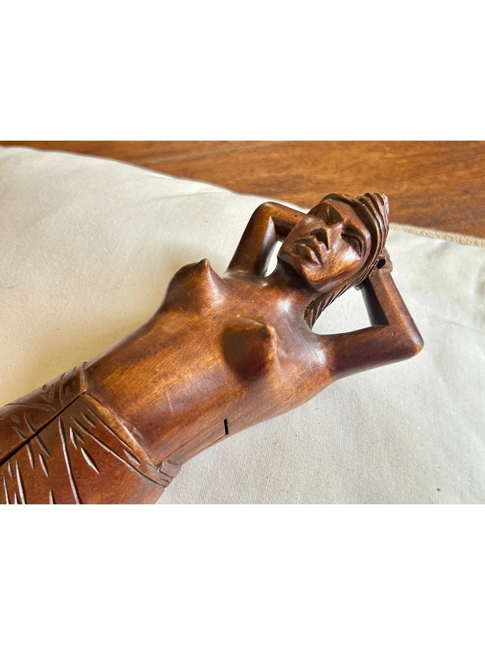 Hand Carved Wooden Woman Figural Nutcracker
